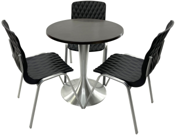 Set mobila terasa/cafenea RAKI masa rotunda D70cm cu blat Werzalit New Wenge si baza din aluminiu 3 scaune Royal negre 50x52xh83cm din pla 