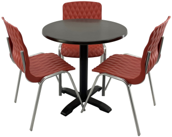 Set mobila terasa/cafenea RAKI masa rotunda D70cm cu blat Werzalit New Wenge si picior din metal negru 3 scaune Royal rosii 50x52xh83cm di 