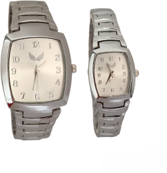 Set Ceas Barbatesc si Dama Bratara Metalica Argintie Cadran Argintiu Ulysses Me&You OS/SS310 Argintiu 