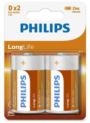 BATERIE LONGLIFE R20 D BLISTER 2 BUC PHILIPS 