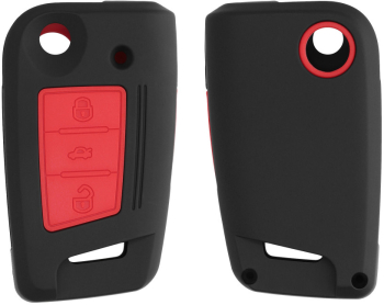 Husa Cheie Auto pentru VW / Skoda / Seat - 3 Butoane kwmobile Plastic Negru / Rosu 56737.01 