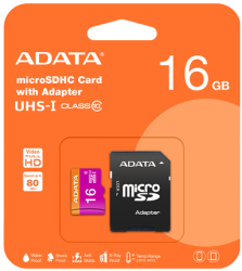 MICRO SD CARD 16GB CLASS 10 CU ADAPTOR ADATA 
