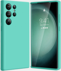 Husa de protectie din Silicon cu Microfibra la interior compatibila Samsung Galaxy S24 Ultra Verde Menta 