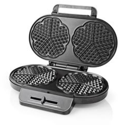 Aparat de vafe - 2 x 5 vafe in forma de inima - 12 cm - 1200 W - Cu control automat al temperaturii - Metal / Plastic 
