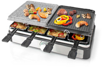 Gourmet / Raclette - Gratar / Piatra - 8 persoane - Spatula - Reglarea temperaturii - Acoperire antiaderenta - Dreptunghi 