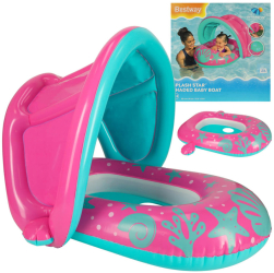 Colac Inot Bestway cu Parasolar pentru Bebelusi 1-2 ani 18 kg roz 