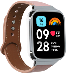 Curea Kwmobile pentru Xiaomi Redmi Watch 3 Active / Redmi Watch 3 Lite Roz deschis Piele naturala KWM000024ZA002C 