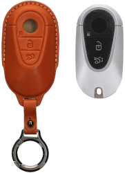 Husa Cheie Auto Kwmobile pentru Mercedes Benz 3 Butoane - Smart Key Maro Piele naturala KWM000025AB001C 