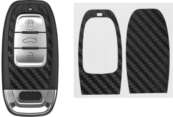 Set 2 Autocolante cheie auto Kwmobile pentru Audi 3 Butoane Negru PVC KWM000024UN001C 