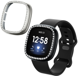 Set 2 Huse Kwmobile pentru Fitbit Versa 3/Sense Negru/Argintiu Plastic KWM000024ZI002C 