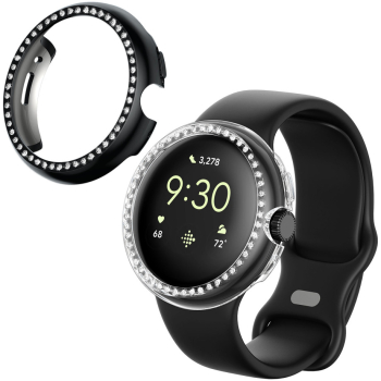 Set 2 Huse Kwmobile pentru Google Pixel Watch Transparent/Negru Plastic KWM000024ZK001C 