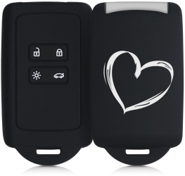 Husa Cheie Auto pentru Renault / Dacia - 4 Butoane - Keyless Go Silicon Negru 49769.10 