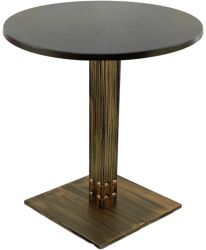 Masa bistro interior/exterior rotunda Raki New Wenge D60xh74cm blat werzalit si picior metalic cu baza patrata aspect vintage bronz antich 