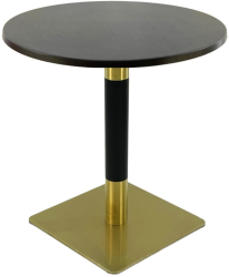 Masa bistro interior/exterior rotunda Raki New Wenge D60xh74cm blat werzalit si picior metalic cu baza patrata auriu/negru 