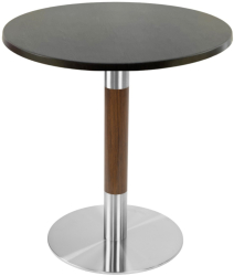 Masa bistro interior/exterior rotunda Raki New Wenge D60xh74cm blat werzalit si picior metalic cu baza rotunda argintiu cu accente aspect 
