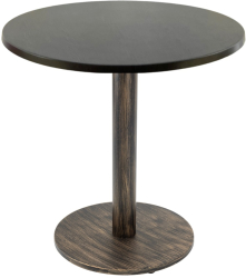 Masa bistro interior/exterior rotunda Raki New Wenge D60xh74cm blat werzalit si picior metalic cu baza rotunda aspect vintage bronz antich 
