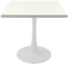 Masa bistro patrata Raki Uni Art 70x70xh74cm blat werzalit si picior central metalic alb cu baza rotunda 50cm 