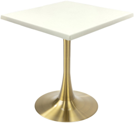 Masa bistro patrata Raki Uni Art 70x70xh74cm blat werzalit si picior central metalic auriu cu baza rotunda 50cm 