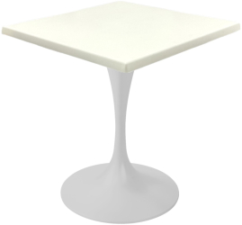 Masa bistro patrata Raki Uni Art 70x70xh74cm blat werzalit si picior metalic alb cu baza rotunda 50cm