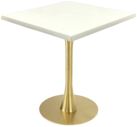Masa bistro patrata Raki Uni Art 70x70xh74cm blat werzalit si picior metalic auriu cu baza rotunda 45cm 