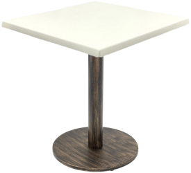 Masa bistro patrata Raki Uni Art 70x70xh74cm blat werzalit si picior metalic cu baza rotunda aspect vintage bronz antichizat 
