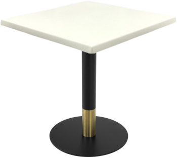 Masa bistro patrata Raki Uni Art 70x70xh74cm blat werzalit si picior metalic cu baza rotunda negru/auriu 