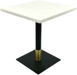 Masa bistro patrata Raki Uni Art 70x70xh74cm blat werzalit si picior metalic negru/auriu 