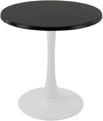Masa bistro rotunda Raki Black D60xh74cm blat werzalit si picior central metalic alb cu baza rotunda 50cm 