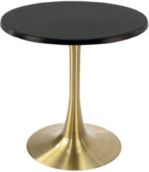 Masa bistro rotunda Raki Black D60xh74cm blat werzalit si picior central metalic auriu cu baza rotunda 50cm 