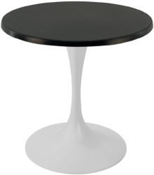 Masa bistro rotunda Raki Black D60xh74cm blat werzalit si picior metalic alb cu baza rotunda 50cm 