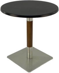 Masa bistro rotunda Raki Black D60xh74cm blat werzalit si picior metalic cu baza patrata argintiu cu accente aspect lemn 