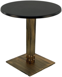 Masa bistro rotunda Raki Black D60xh74cm blat werzalit si picior metalic cu baza patrata aspect vintage bronz antichizat 