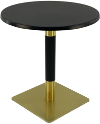 Masa bistro rotunda Raki Black D60xh74cm blat werzalit si picior metalic cu baza patrata auriu/negru 