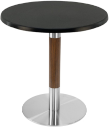 Masa bistro rotunda Raki Black D60xh74cm blat werzalitsi picior metalic cu baza rotunda argintiu cu accente aspect lemn 