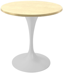 Masa bistro rotunda Raki Maple D60xh74cm blat werzalit si picior metalic alb cu baza rotunda 50cm 