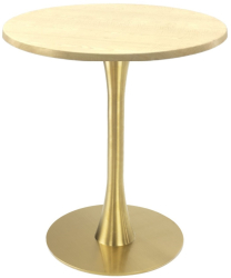 Masa bistro rotunda Raki Maple D60xh74cm blat werzalit si picior metalic auriu cu baza rotunda 45cm 