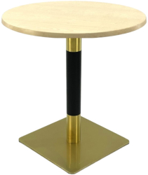 Masa bistro rotunda Raki Maple D60xh74cm blat werzalit si picior metalic cu baza patrata auriu/negru 