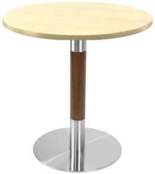 Masa bistro rotunda Raki Maple D60xh74cm blat werzalit si picior metalic cu baza rotunda argintiu cu accente aspect lemn 