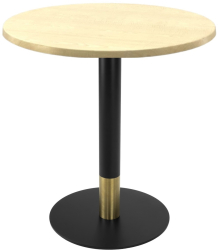 Masa bistro rotunda Raki Maple D60xh74cm blat werzalit si picior metalic cu baza rotunda negru/auriu 