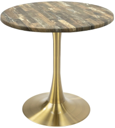 Masa bistro rotunda Raki Maracaibo D60xh74cm blat werzalit si picior central metalic auriu cu baza rotunda 50cm 