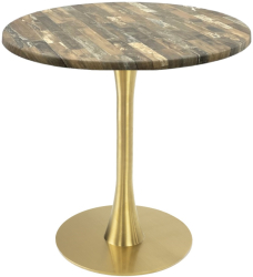 Masa bistro rotunda Raki Maracaibo D60xh74cm blat werzalit si picior metalic auriu cu baza rotunda 45cm 