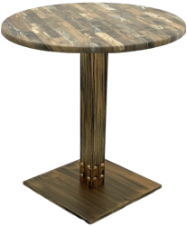 Masa bistro rotunda Raki Maracaibo D60xh74cm blat werzalit si picior metalic cu baza patrata aspect vintage bronz antichizat