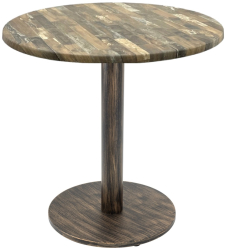 Masa bistro rotunda Raki Maracaibo D60xh74cm blat werzalit si picior metalic cu baza rotunda aspect vintage bronz antichizat 