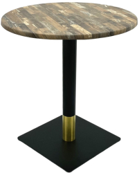 Masa bistro rotunda Raki Maracaibo D60xh74cm blat werzalit si picior metalic negru/auriu 