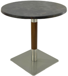 Masa bistro rotunda Raki Metalic Oxid D60xh74cm interior/exterior blat werzalit si picior metalic cu baza patrata argintiu cu accente asp 