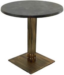 Masa bistro rotunda Raki Metalic Oxid D60xh74cm interior/exterior blat werzalit si picior metalic cu baza patrata aspect vintage bronz an 