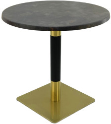 Masa bistro rotunda Raki Metalic Oxid D60xh74cm interior/exterior blat werzalit si picior metalic cu baza patrata auriu/negru 