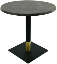 Masa bistro rotunda Raki Metalic Oxid D60xh74cm interior/exterior blat werzalit si picior metalic negru/auriu 