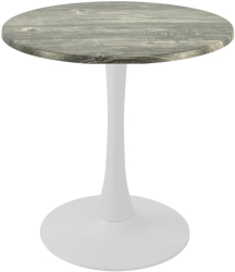 Masa bistro rotunda Raki Olp Pine D60xh74cm blat werzalit si picior central metalic alb cu baza rotunda 50cm 