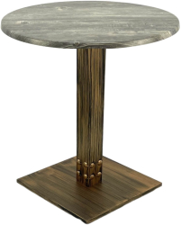 Masa bistro rotunda Raki Olp Pine D60xh74cm blat werzalit si picior metalic cu baza patrata aspect vintage bronz antichizat 